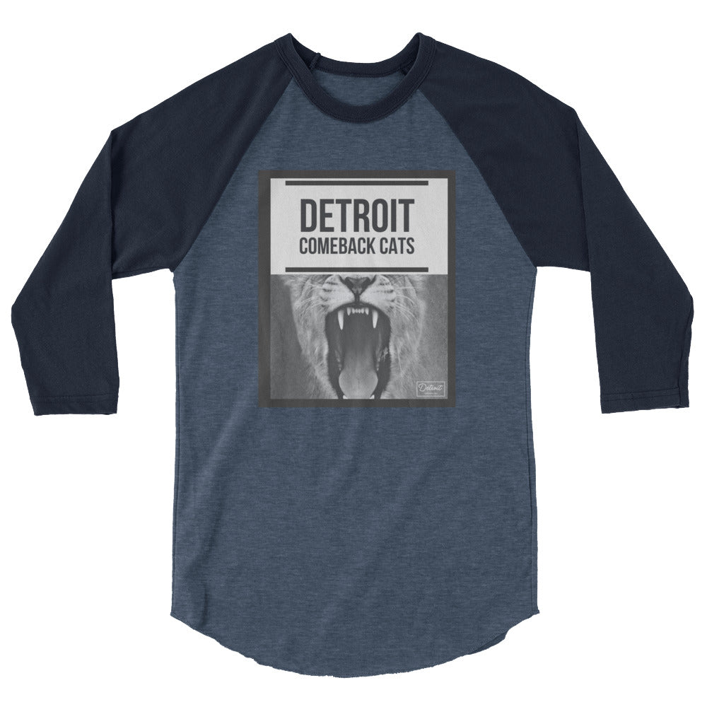 Unisex Detroit Comeback Cats - 3/4 Sleeve T-Shirt
