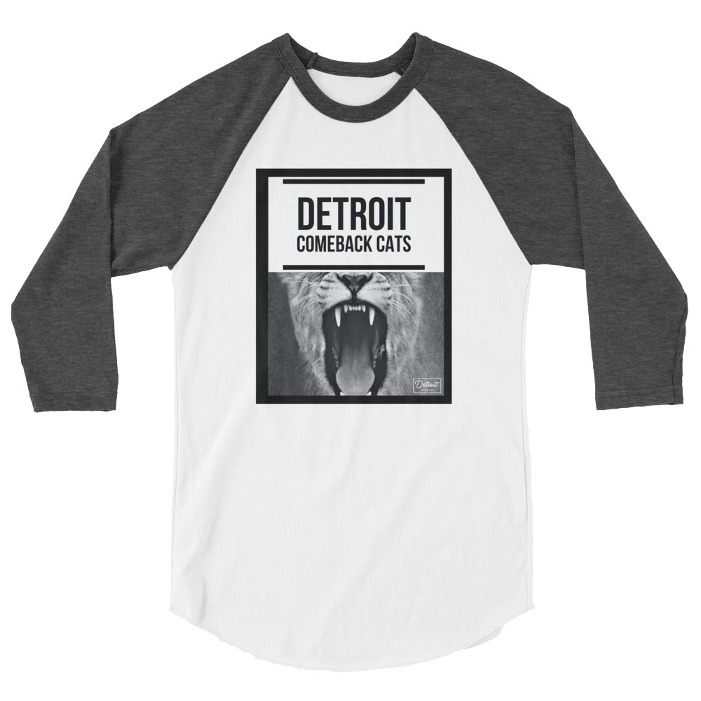 Unisex Detroit Comeback Cats - 3/4 Sleeve T-Shirt